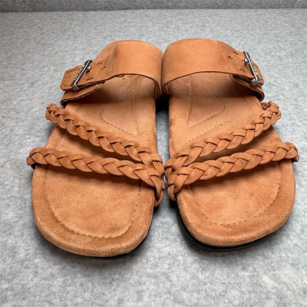Earth Women's Braided Leather Slip-On Sandals Brown Size 8.5 Casual